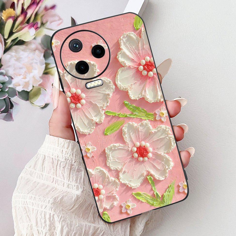 For Infinix Note 12 Pro 4G Case X676B Silicone Cute Cat Fashion Flowers Painted Cover For Inifnix Note 12 Pro Phone Case Bumper