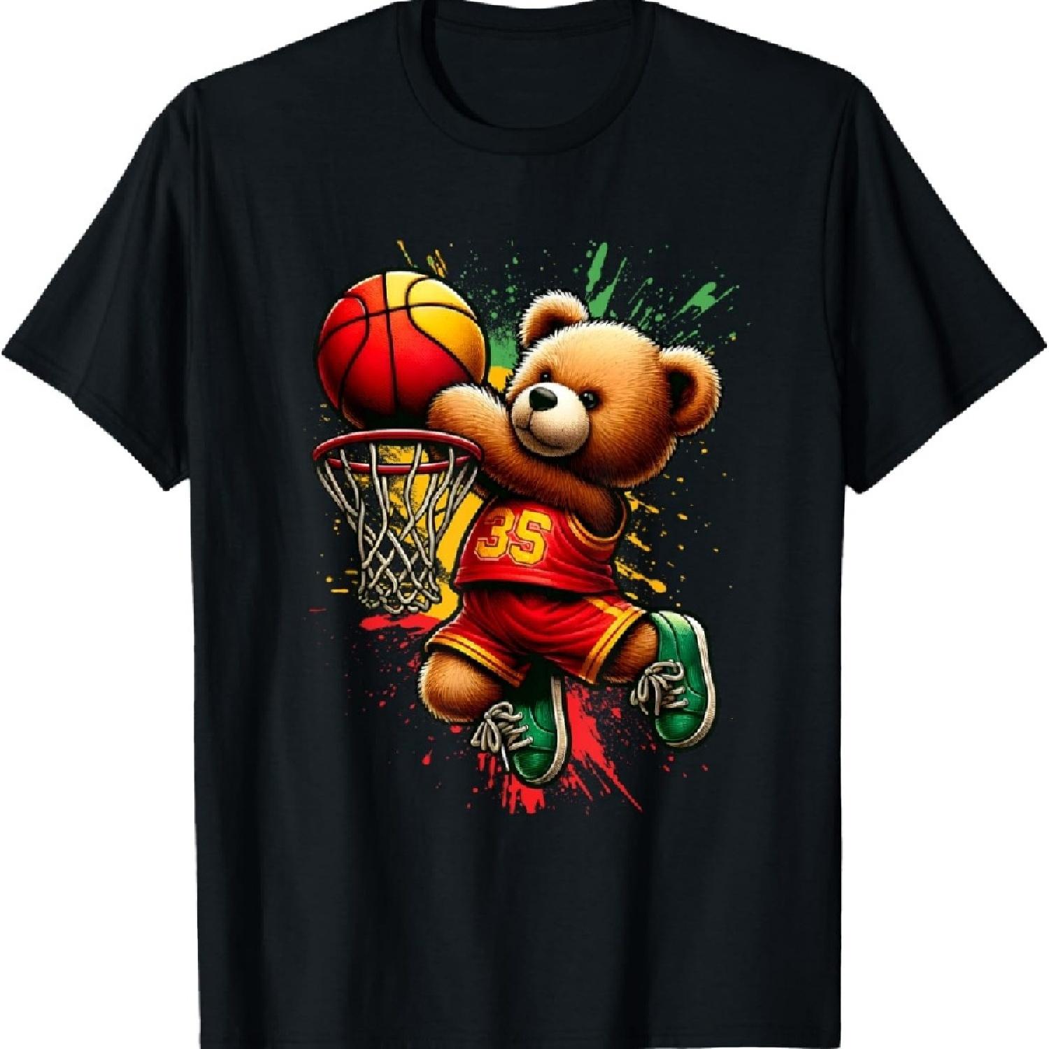 

Black King Dunking Basketball Black history Teddy Bear 1865 T-Shirt_1 S