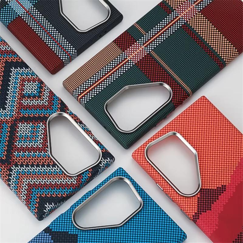 Business Retro Carbonfaser-Muster Für MagSafe Hülle Für Samsung Galaxy S26 Ultra S25 S24 S23 Kabelloses Laden Objektiv Erhöht Schutz Stoßfest Hülle