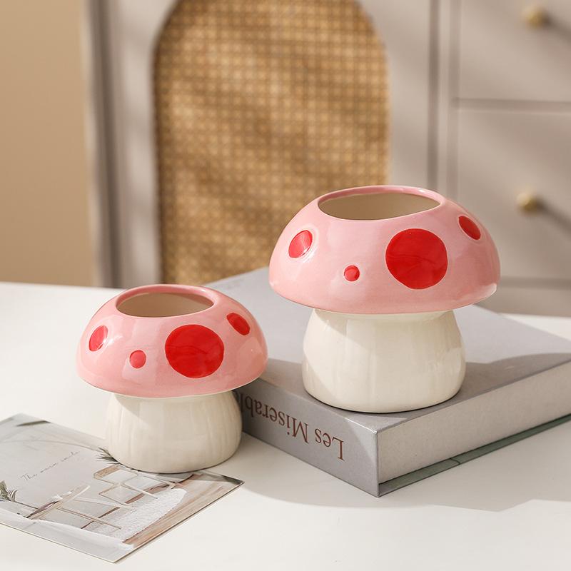 1pc Ceramic Mushroom Pen Holder, Creative Desktop Organizer for Students and Office Use, Perfect for Storing Stationery, Makeup