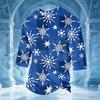 Men's Casual 3/4 Sleeve Neck T-Shirt with Christmas Print for Holiday