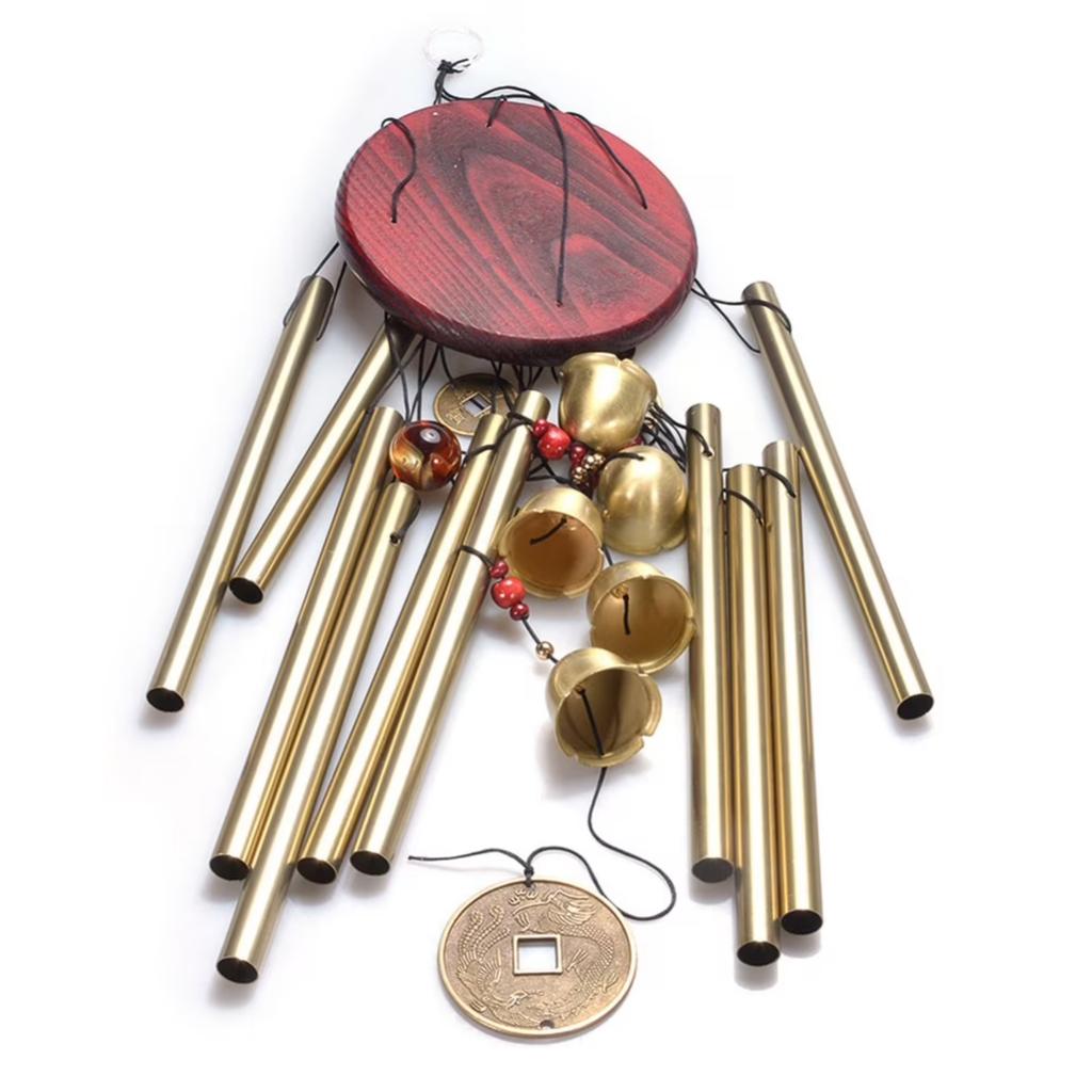 Metal Wind Chime Garden Decorative Vintage Style Outdoor Hanging Iron Tube Bells with Multiple Tubes and Circular Top Frame for Patio Porch Yard