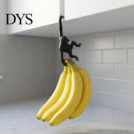 Countertop Space Saver Monkey Banana Hook, 3D Printed Under Cabinet Kitchen Hanger Storage Funny for Design Holder Hook Bananas, Keys, Bags,