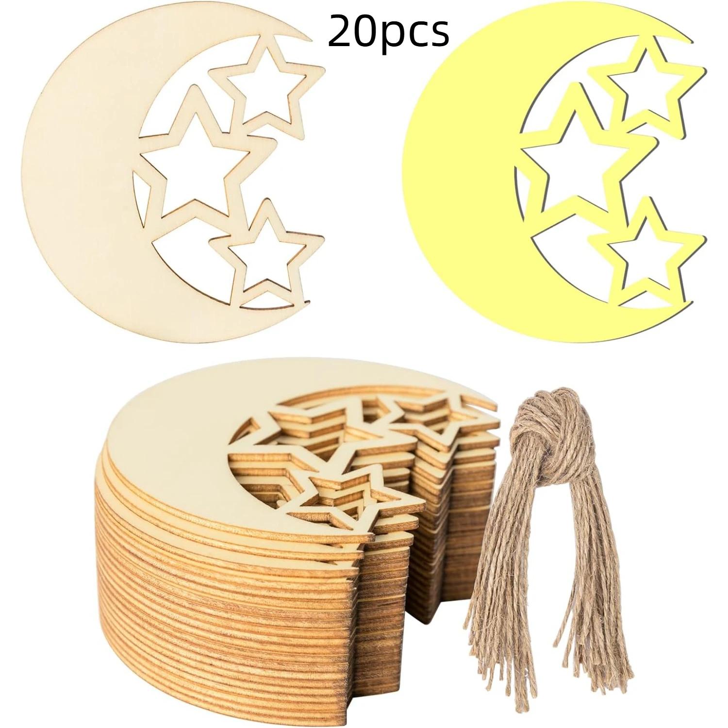 

Top Quality Hollow Wooden Moon Stars,wooden Gift Wrapping Labels,diy Handicrafts,wooden Ornaments For Wedding Birthday Party