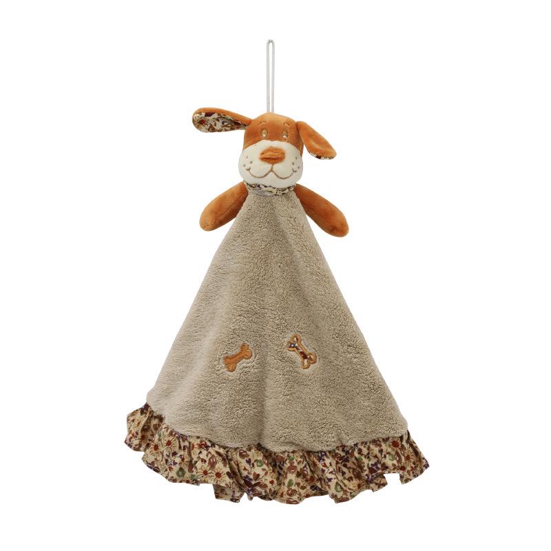 Cute Cartoon Animal Coral Fleece Children's Hanging Hand Towel - Thickened and Absorbent