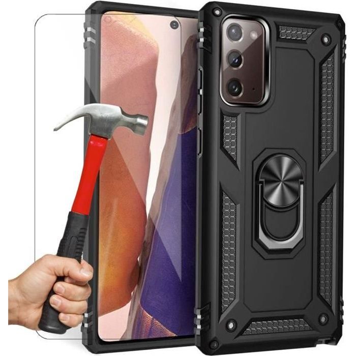 Case and Tempered Glass - Samsung - Note 20 - Black - Shockproof - Scratch Resistant