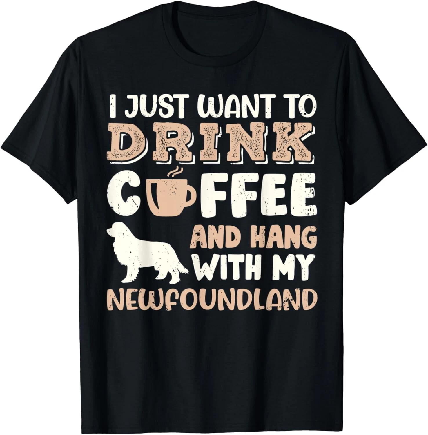 Funny Newfoundland Drink Coffee Hand With Dog Mom Gift Unisex T-Shirt S