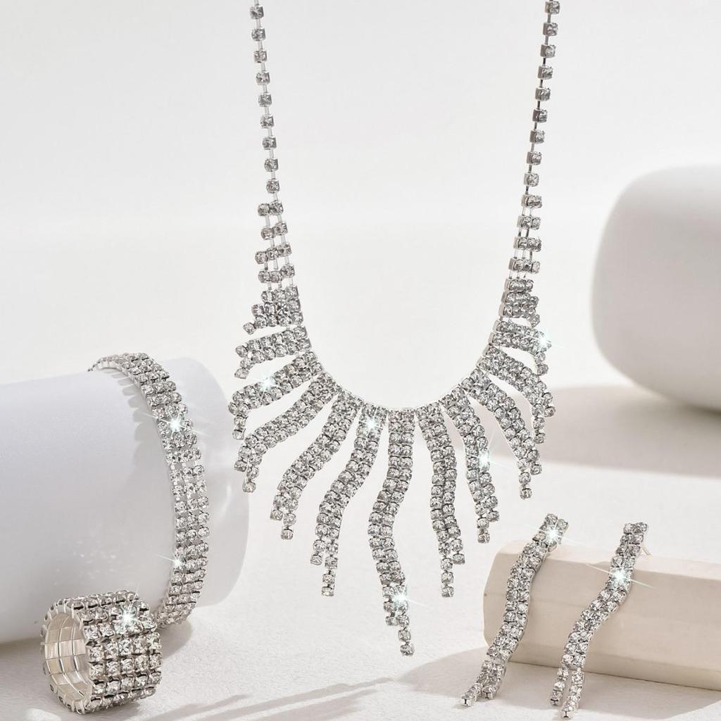 Luxuriöses Strass Brautschmuckset: Halskette & Ohrringe für Hochzeiten und Veranstaltungen
