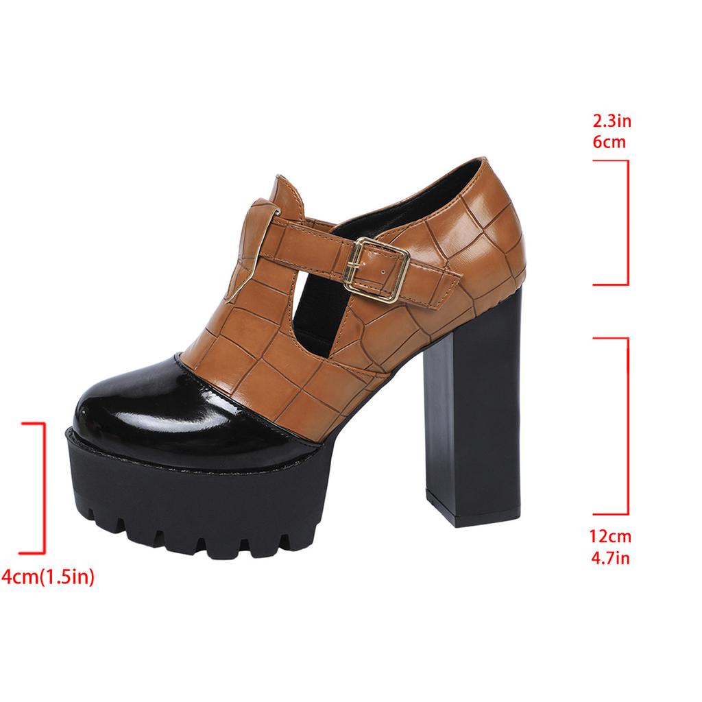 Elegant Deep Mouth Coarse Heel Casual Single Shoes for Women's  Autumn New Color Blocked Fashion Comfortable Versatile Pumps