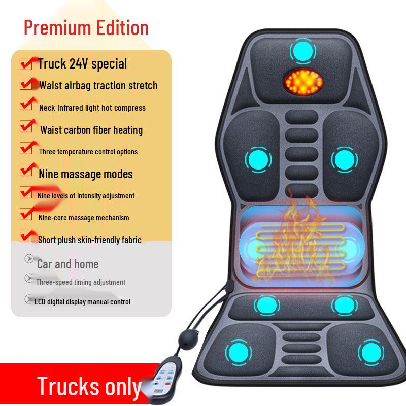Enlong Multifunctional Heated Vibration Neck & Back Massager Cushion for Car and Home Use