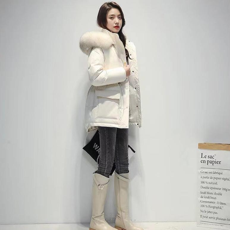 Cotton Padded Fur Parka New Big Fur Collar Down Winter Jacket Women Thick Warm Parkas Female Outerwear