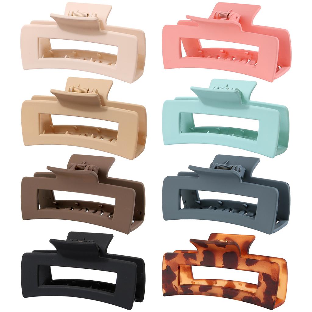 Matte Hair Clips for Women and Girls - Rectangle and Double Row Small Claw Clips for Thin/Medium Fine Hair - Nonslip Jaw Clips