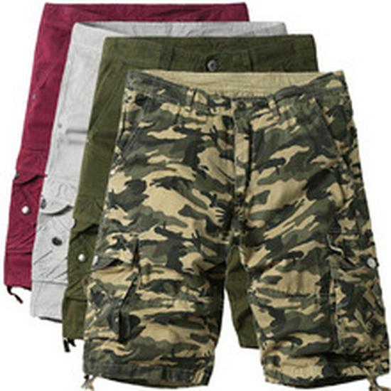 Men's Large Camouflage Multi-Pocket Loose Work Shorts
