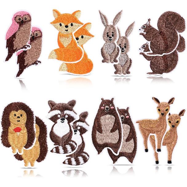 Mixweer 16 Pcs Woodland Animal Iron on Patches Forest Animal Iron on Patch Applique for Clothes, Dress, Hat, Jeans, DIY Accessories
