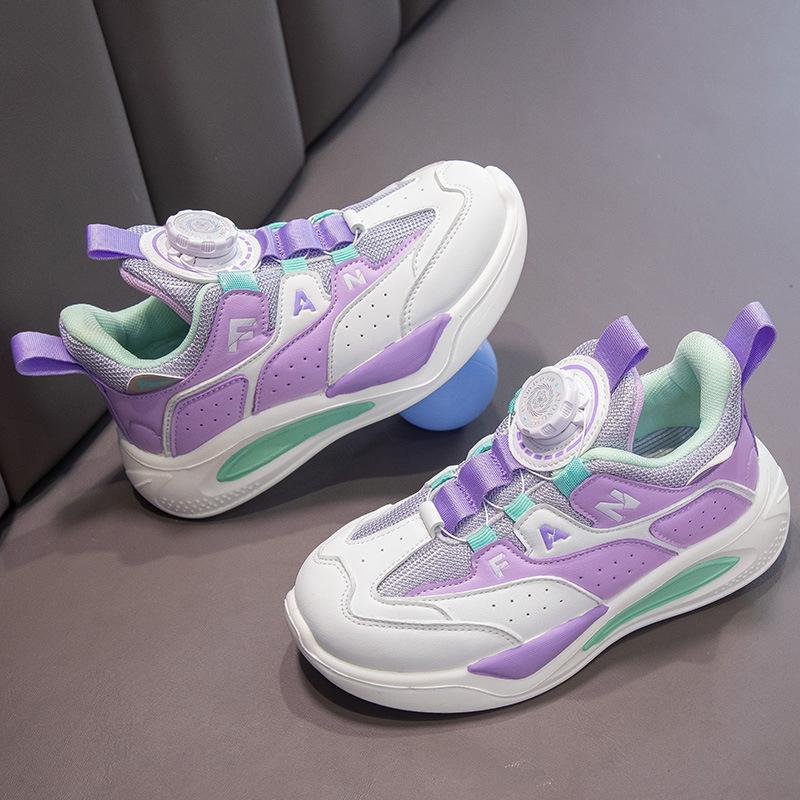 Boys and girls rotating button basketball shoes high value platform sports shoes primary and secondary school students fashion versatile casual