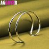 Gioielli con bracciale rigido in argento sterling 925 con linea a doppio cerchio