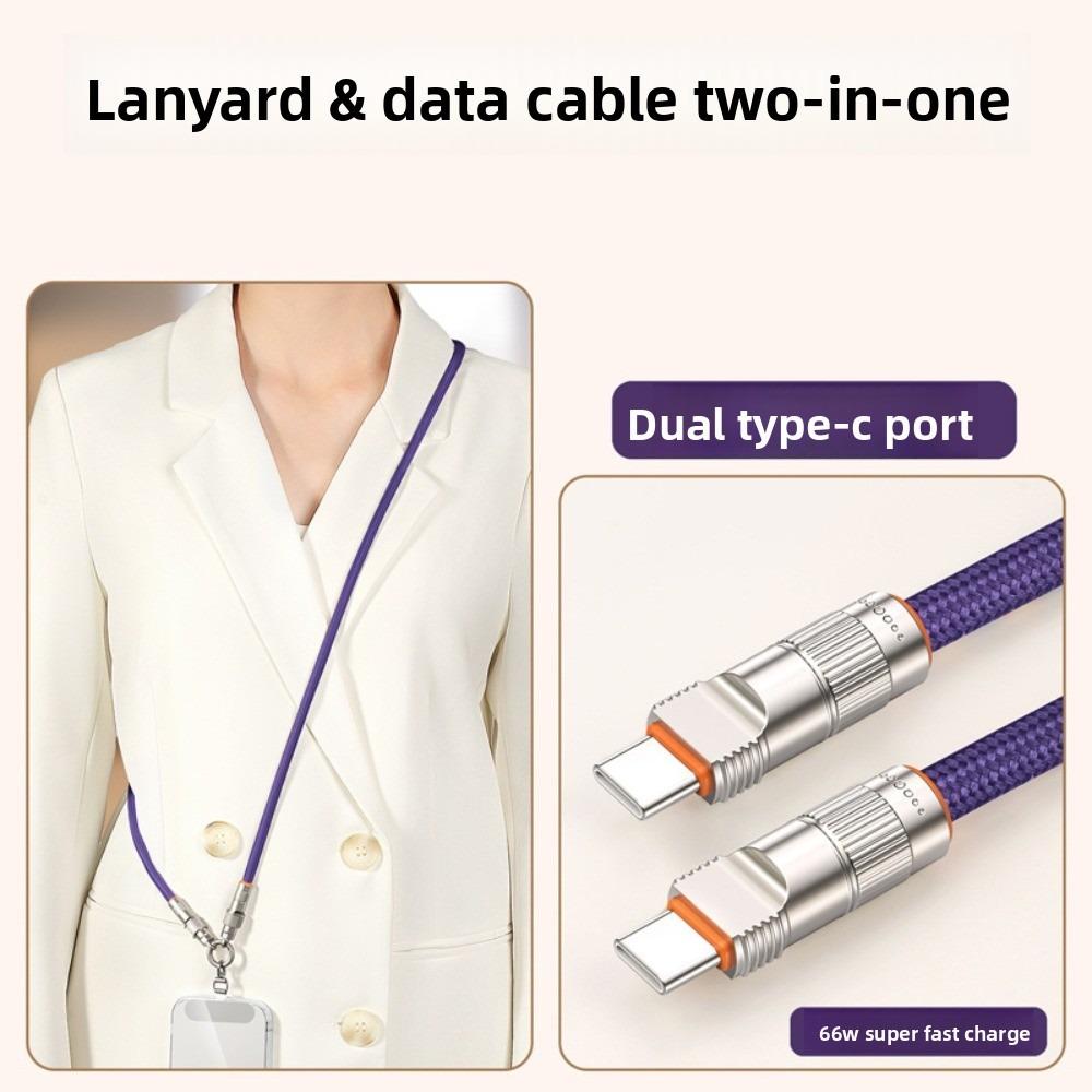 

Type C Data Cable Fast Charging Phone Strap PD66W Phone Hanging Rope Outdoor фиолетовый