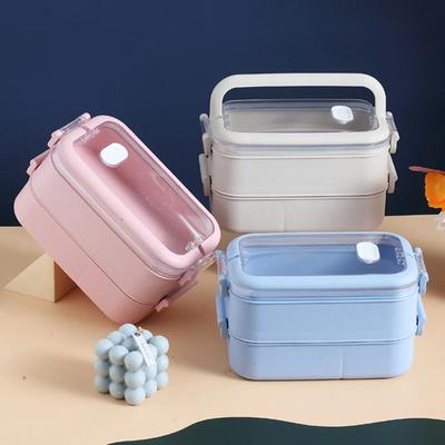 Küche Zuhause Mikrowelle Lunchbox Weizenstroh Geschirr Lebensmittelaufbewahrungsbehälter Kinder Kinder Schule Büro Tragbare Bento-Box