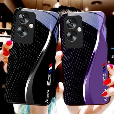 Creative Curve Double For Oppo A79 5G 58 78 74 60 4G Reno 11F Realme GT 6 11 Note 50 10 C55 X2 Tempered Glass Black Phone Case