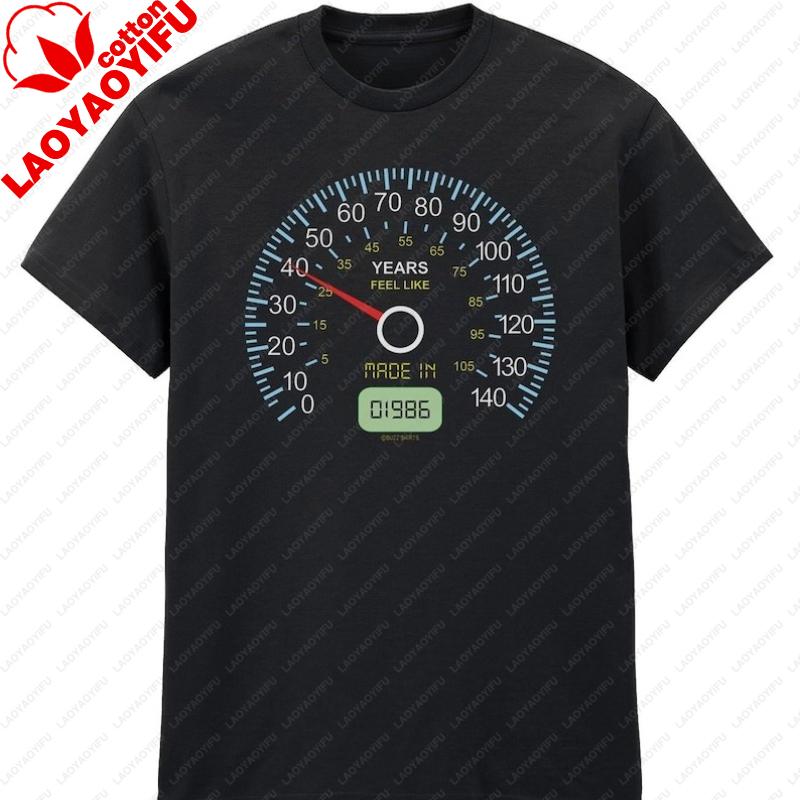 Unisexs 40th Birthday TShirt Speedometer Born In 1986 Years Feel Like Slogan Oversized T Shirt Women Clothes Graphic T Shirts Tops