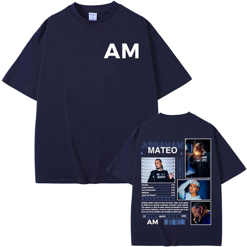 Abraham Mateo Double Sided Print T Shirt Unisex Unisex Latin Singer Tracklist Vintage Oversized Short Sleeve Hip Hop Graphic Tee