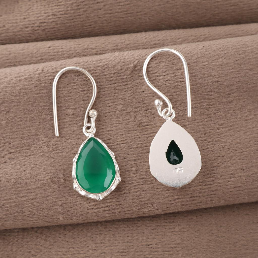 Green Onyx Earrings, 925 Sterling Silver Jewelry, Handmade Earrings Gemstone Jewelry Gift For Women