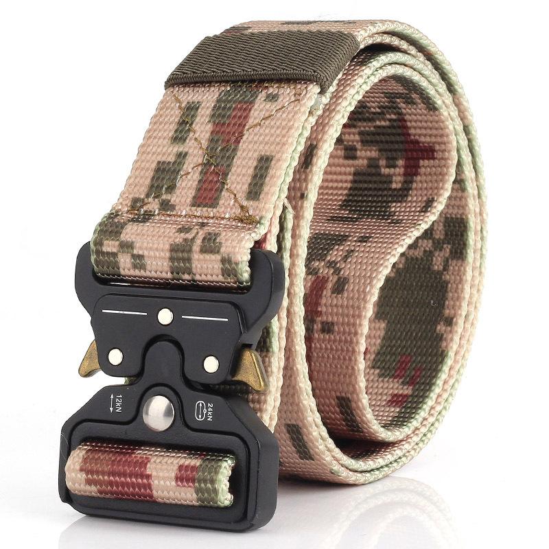 New Men'S Commuting Belt With Automatic Buckle Nylon Waistband, Outdoor Leisure Versatile Double-Layer Thick Belt