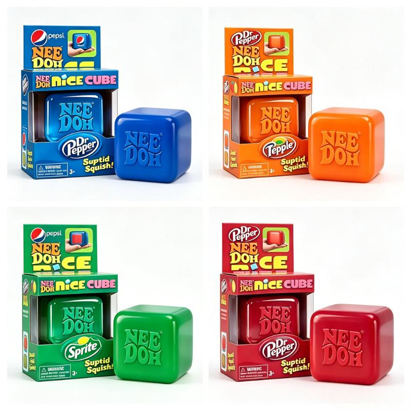 Schylling Needoh Nice Cube Stress Squishy Toy Reliever Fidget Tool For Anxiety & Focus Desk Sensory Cube For Adults & Kids
