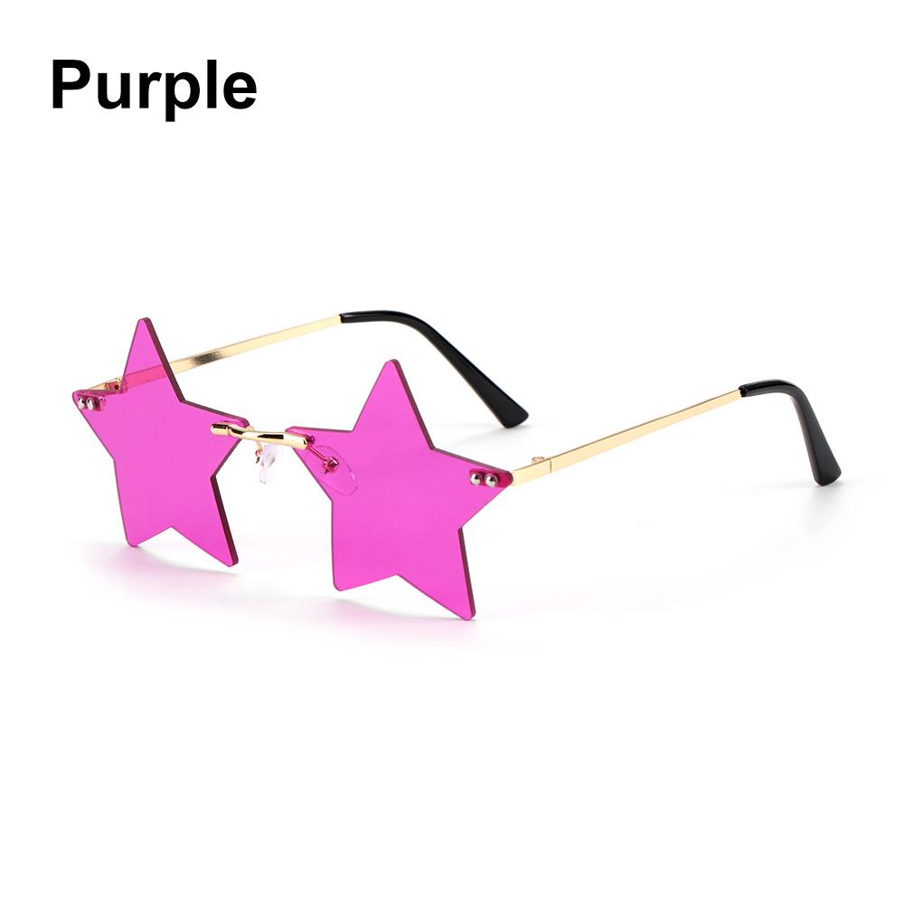 1pc Rimless Star Shape Sunglasses Driving Trendy Eyeglasses Women Men Party Glasses Funny Pentagram Eyewear Christmas Decor