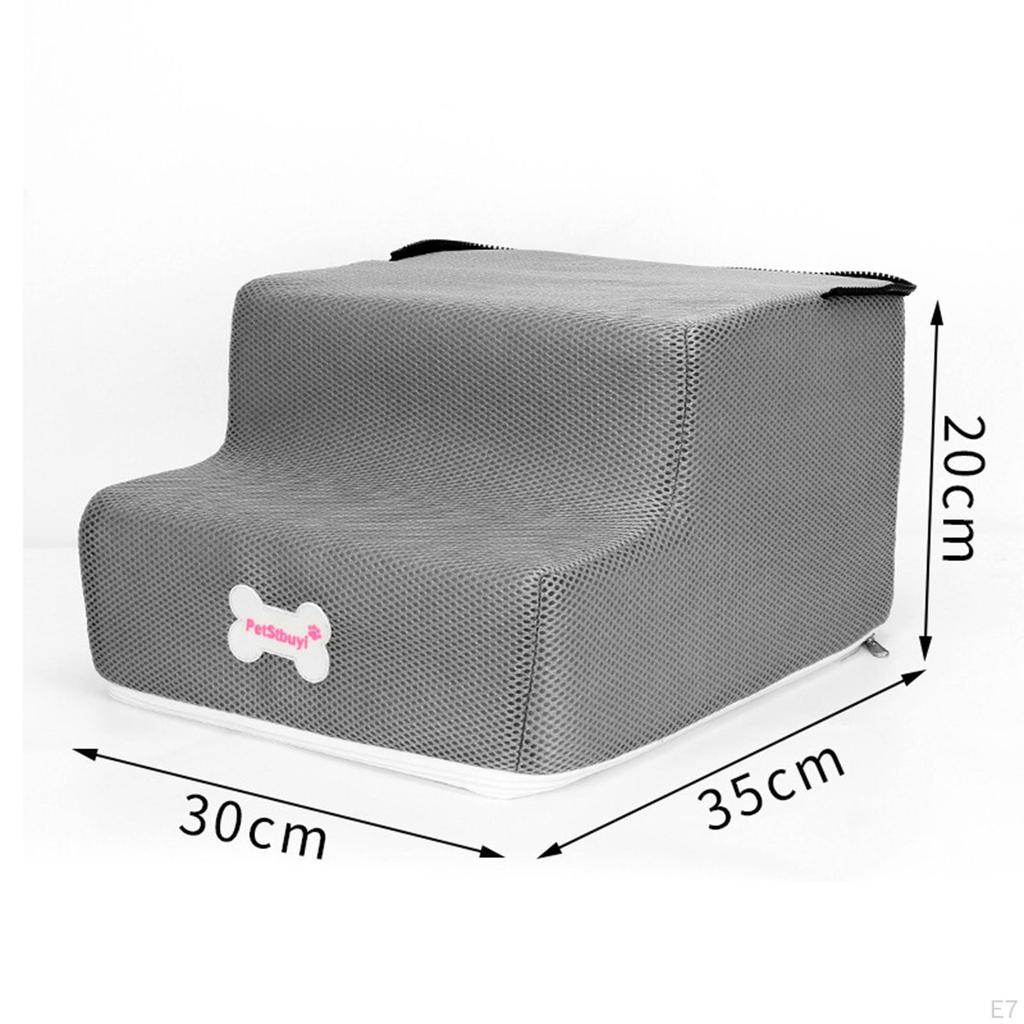 Stairs W/ Washable Cover Foldable Puppy Ladder Pet for Older Pets Injured Car