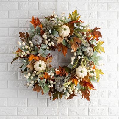 Thanksgiving Autumn Simulation Wreath Frost Leaf Pendant Door Decoration Window Decoration Props