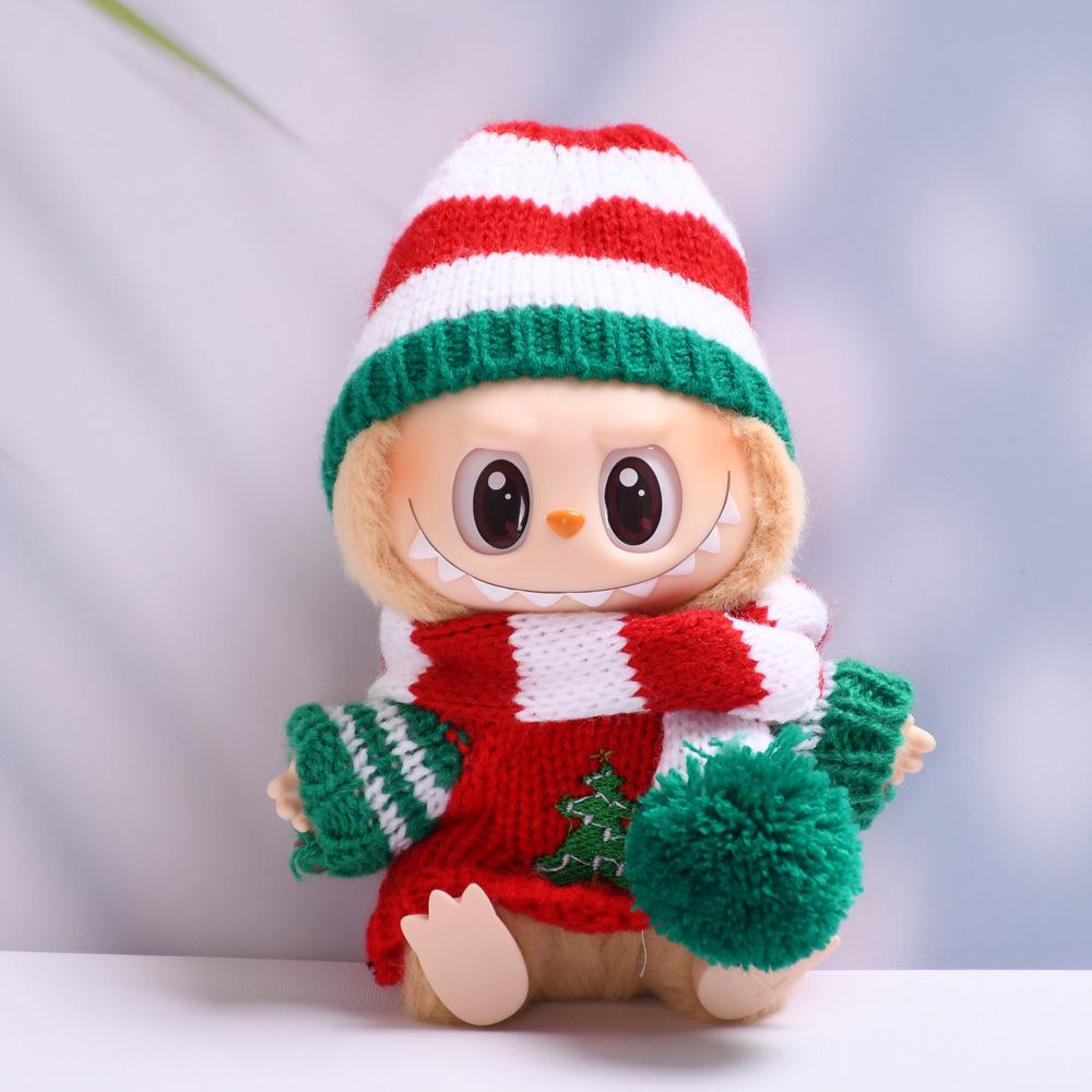 

Одежда для кукол Лабубу: Одна треть детского рождественского плаща с оленем и снеговиком, новогодний наряд для вечеринки, чтобы сидеть. Suitable for 1st, 2nd, 3rd generation charms