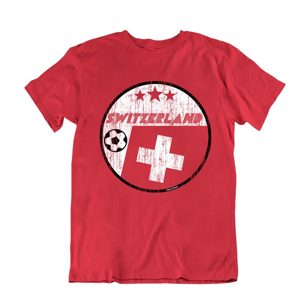 

SWITZERLAND Football T-Shirt 2024 Retro Circle, Adults Kids Or Baby, World Cup 4XL
