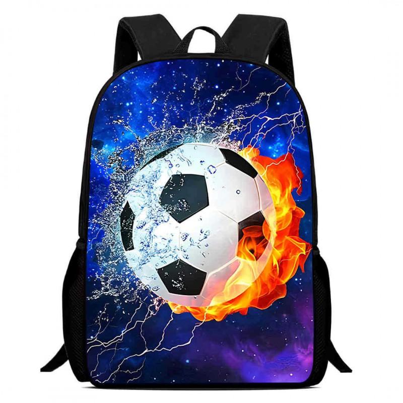 Kids Soccer Backpack Elementary School Students Large Capacity Lightweight Anti-Shock Ergonomic Design With Cartoon Print