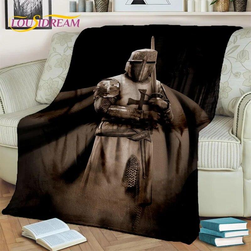 

Ковдра з 3D-мультфільмом Хрестоносці Тамплієри Чорний лицар, м яка ковдра для дому, спальні, ліжка, дивана для пікніка, ковдра для подорожей, дитяча 75x90cm