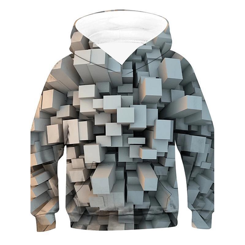 3D Černobílé designové mikiny Dětská mikina přes hlavu s dlouhým rukávem Chlapecká Dívčí Mikina Topy Streetwear Dětské oblečení Sudadera