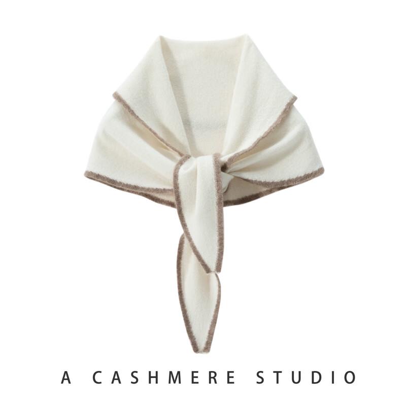 Longzhan Women's Autumn/Winter Color-block Pure Cashmere Triangle Shawl