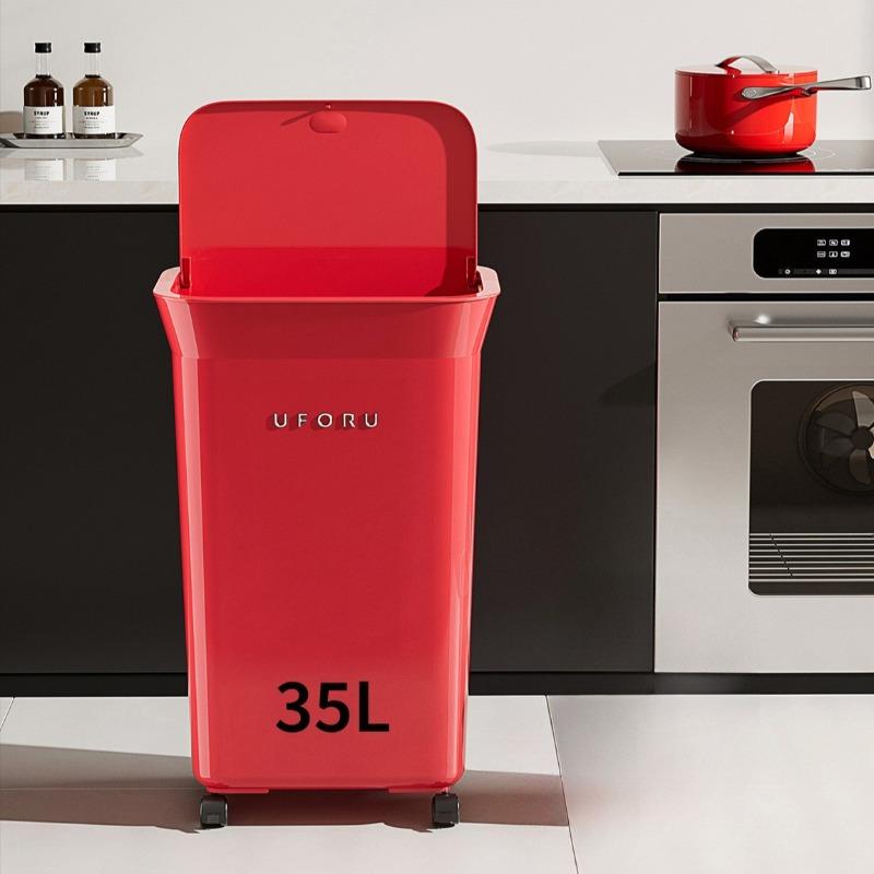 Kitchen Trash Can Luxury Trash Cans Plastic Large Capacity Litter Bins Rectangular Dustbins with Wheels Kitchens Accessories