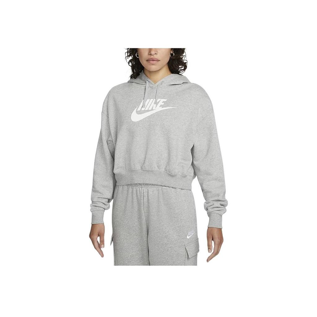 Nike FW22 Logo Print Hooded Long Sleeve Sweatshirt Women Tops Dark-Grey DQ5851-063