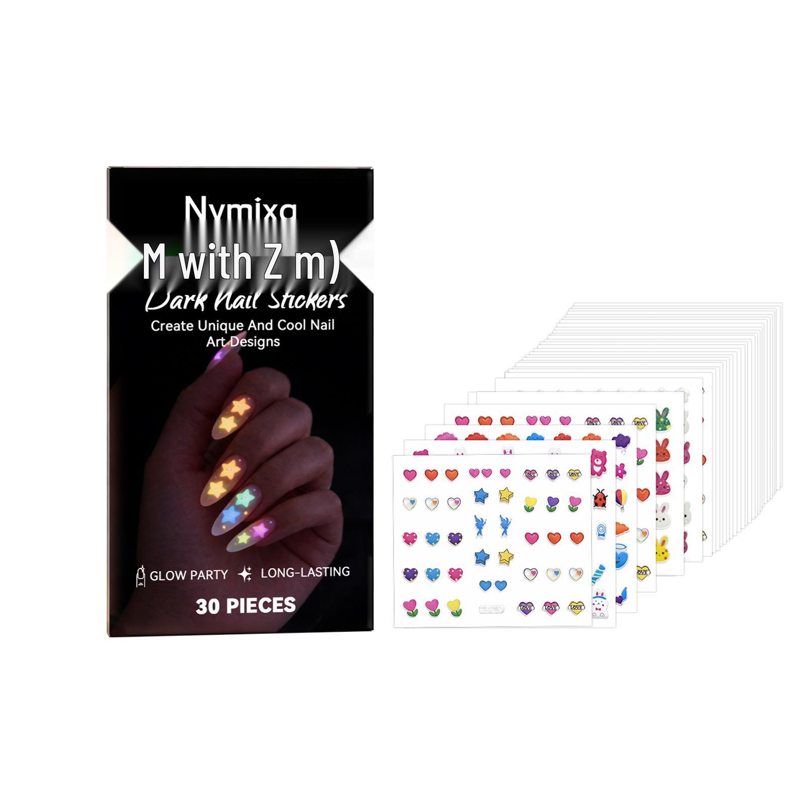 Nymixa Glow-in-the-Dark Multi-Pattern Nail Art Sticker Set