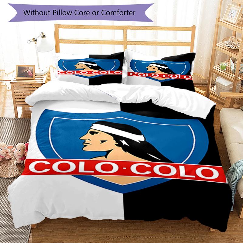 3 pièces Équipe de Football (34) Ensemble de housses de couette - Literie imprimée HD avec 1 housse et 2 taies d'oreiller - Parfait pour la décoration de la maison et des dortoirs