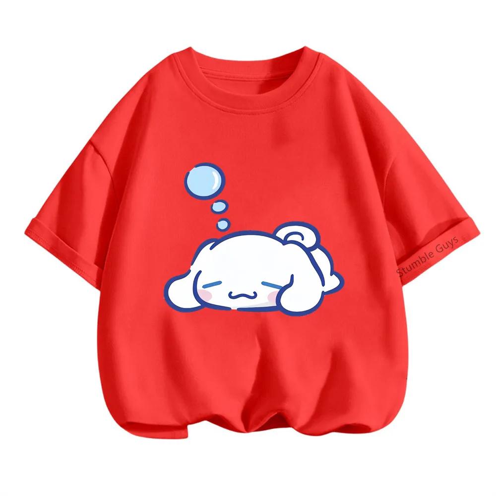 Cinnamoroll Sanrio Summer Top 3-14 Years Old Children's Cartoon Casual Anime T-Shirt