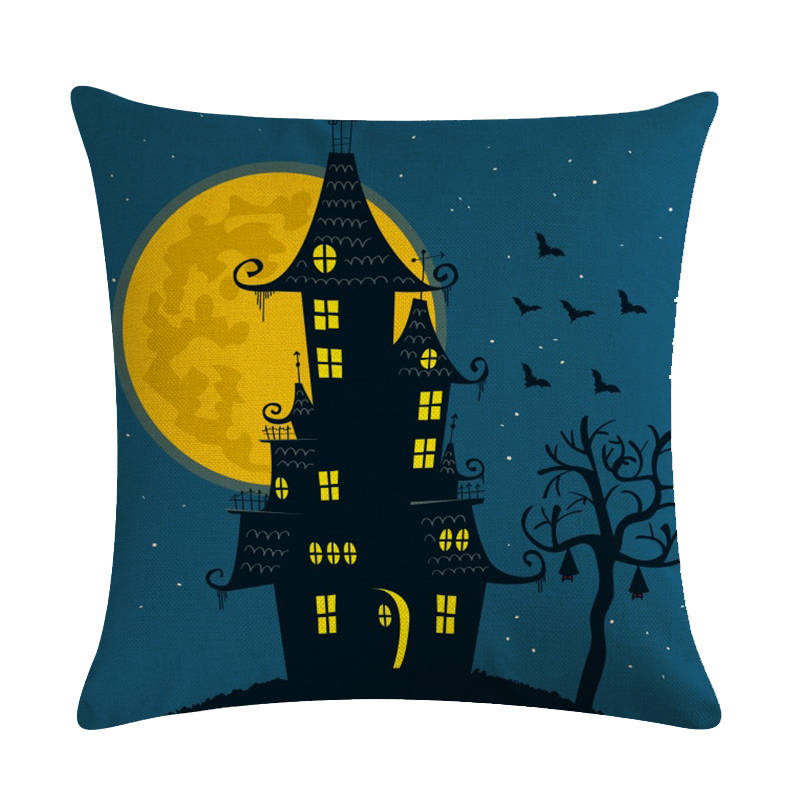 Home Decoration Pumpkin Cat Witch Halloween Happy Printing Poly Pillow Pillow Case Funda De Almohada