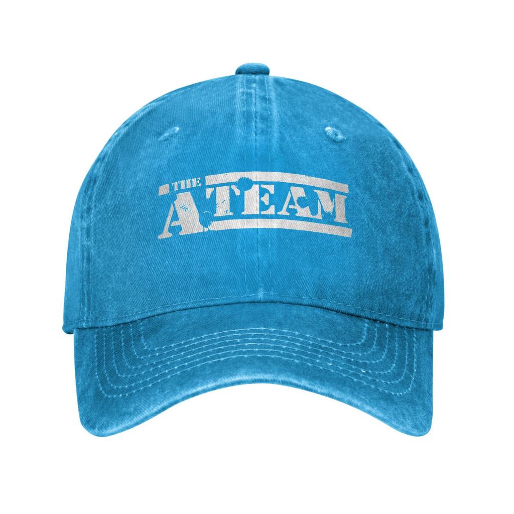 Die A-Team Baseballkappen – modische, abgenutzte Denim-Kopfbedeckungen im Unisex-Stil – ideal für Outdoor-Aktivitäten, Reisen und alle Jahreszeiten – verstellbare Passform