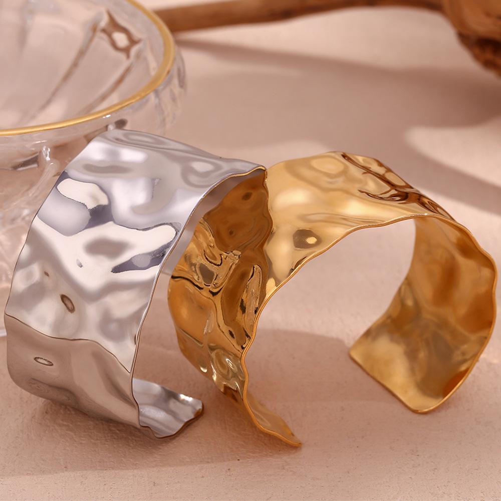 MamacitaSlay Exaggerate 32MM Width Beat Grain Geometric Bangles Party Stainless Steel Waterproof Jewelry High Quality Bracelets