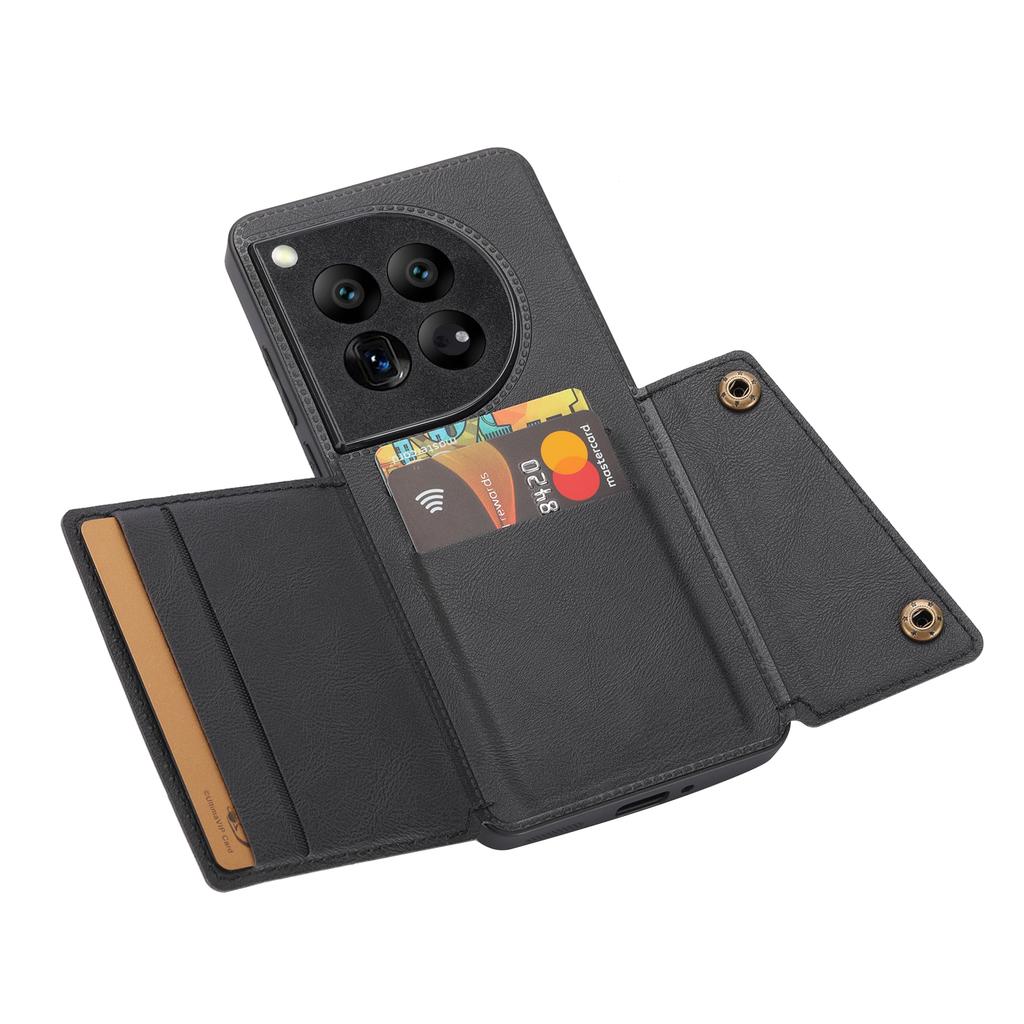 For OnePlus 12 5G Phone Case with Card Slots Magnetic Car Mount Phone Cover