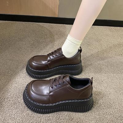 Sneakers Fashion Tempo Libero da Donna Ballerine PU Allacciate Tacchi Alti Punta Rotonda Scarpe da Donna Scarpe Vulcanizzate con Plateau Basso Taglie Forti Zapatos