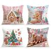 Weihnachten Lebkuchenstange Kissenbezug Bedrucktes Polyester 45x45cm Zierkissenbezug Dekokissen für Sofa Kissenbezug Heimdekoration