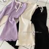 Girls Summer Elastic Cotton Flare Capri Pants Casual Ruffle Hem Trousers For Big Kids