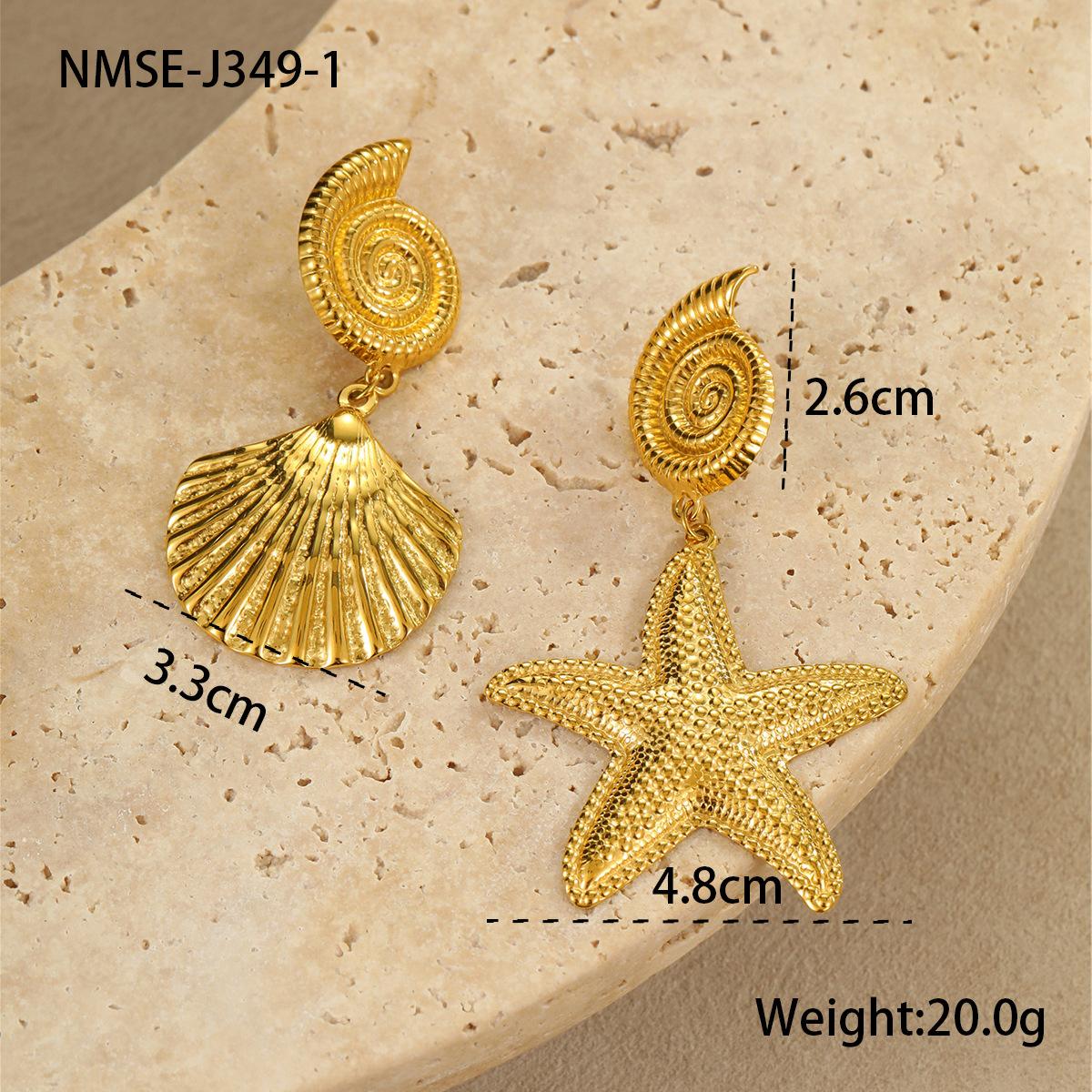 GEMCHIC Women s Summer Ocean Vacation Style Stainless Steel Starfish Shell Conch Earrings Casual Light Luxury Ear Accessories